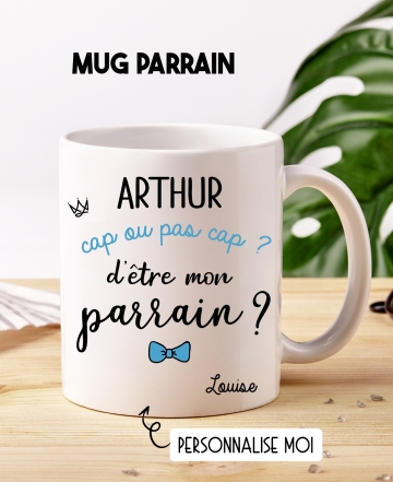 Mug demande parrain. mug cap ou pas cap parrain. demande parrain originale. cadeau parrain