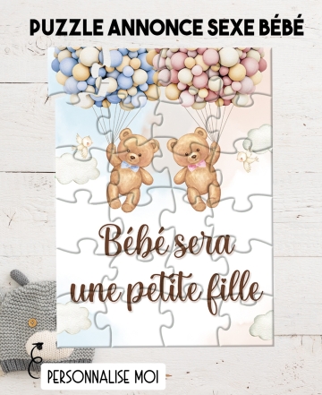 Puzzle annonce sexe de bébé. annonce sexe de bébé. puzzle fille ou garçon