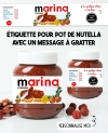 Étiquette autocollante. Étiquette nutella. Étiquette grossesse nutella. Étiquette témoin nutella.