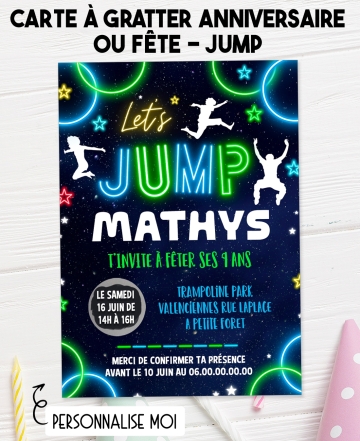 carte invitation. carte fête jump garçon. carte anniversaire jump. anniversaire garçon.