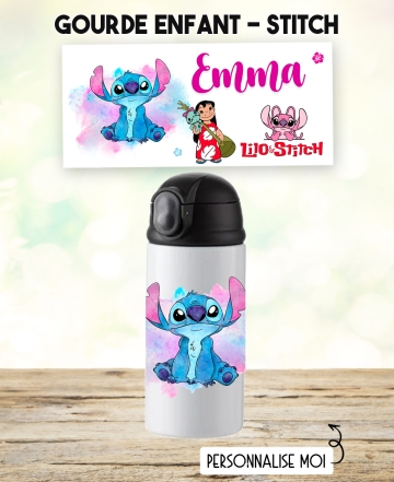 gourde stitch. gourde enfant personnalisé. gourde fille. gourde enfant prénom. bouteilles enfants