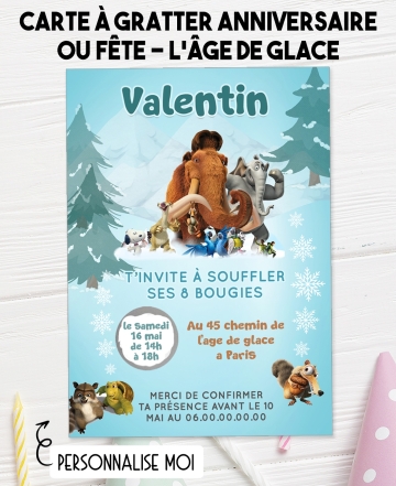 carte invitation. carte fête  l'âge de glace. carte anniversaire l'âge de glace. anniversaire l'âge de glace.