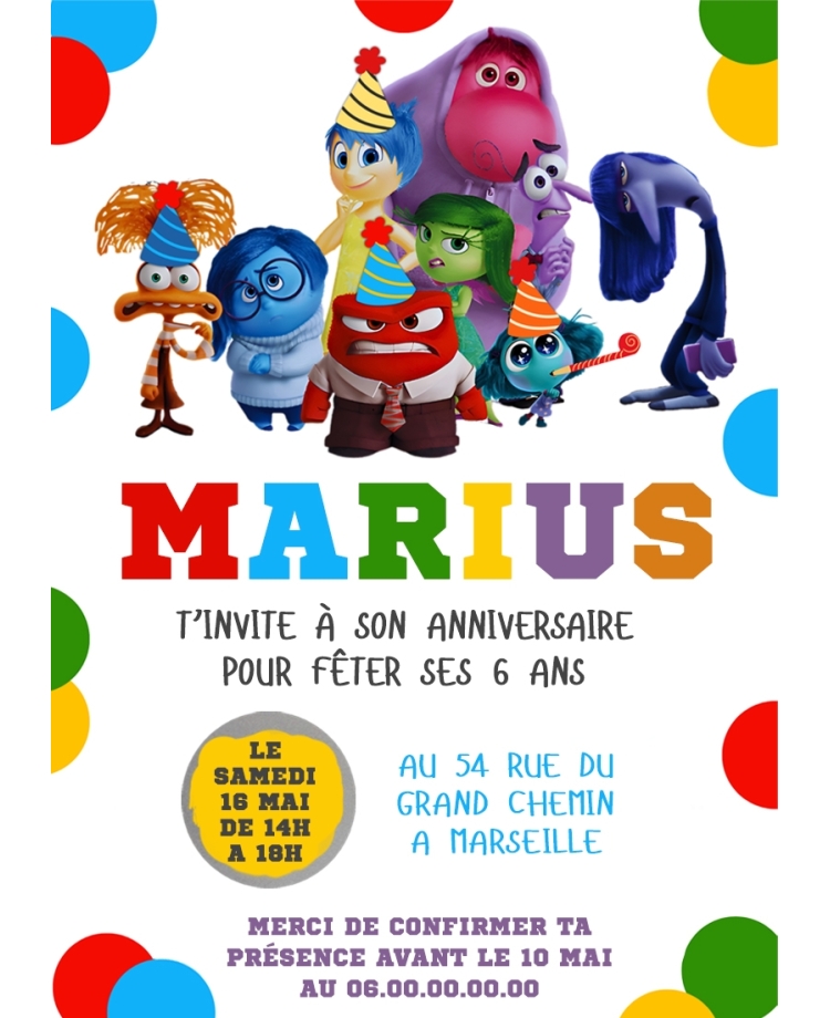 carte invitation. carte fête  Vice Versa. carte enfant anniversaire Vice Versa. anniversaire Vice Versa.
