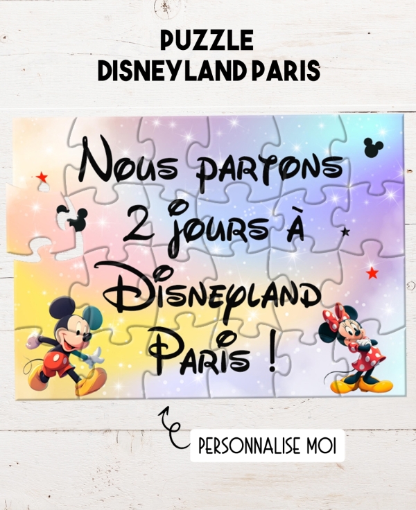Puzzle surprise Disneyland personnalisable. puzzle disney. puzzle mickey. annonce séjour disney oriignale