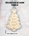 Sapin de noël en bois. Décoration Sapin famille. décoration noël bois personnalisée. Boule noël prénom famille