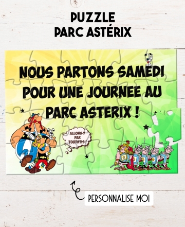 Puzzle surprise Asterix personnalisable. puzzle Asterix. puzzle obélix. annonce séjour Asterix originale