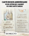 carte en bois anniversaire. Carte cadeau fête. Cadeau anniversaire original. offrir argent anniversaire original
