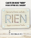 carte rien. carte bois argent. carte original anniversaire. carte humour anniversaire. carte fête cadeau.