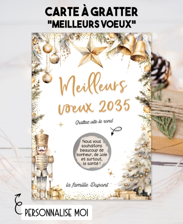 Carte à gratter "Meilleurs voeux" à personnaliser. bonne année. carte bonne année. carte meilleurs voeux