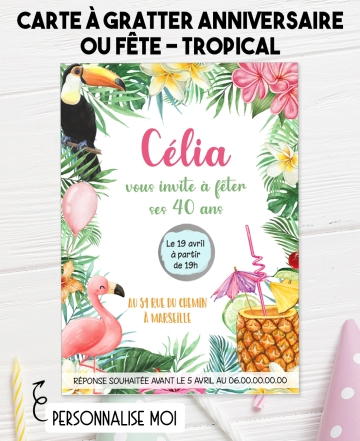 carte invitation. carte fête  Tropical. carte enfant anniversaire Tropical. anniversaire Tropical.