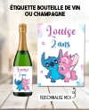 etiquette baptême Lilo et Stitch. etiquette bouteille vin. etiquette bouteille Lilo et Stitch. etiquette Lilo et Stitch.