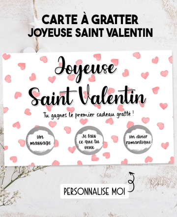 Carte à gratter Joyeuse Saint Valentin. carte amoureux. carte cadeau couple. cadeau saint valentin