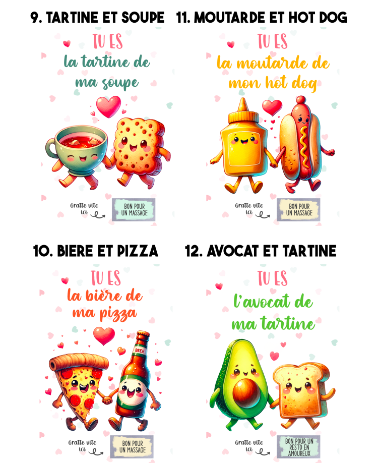 Carte à gratter duo culinaire pour les amoureux