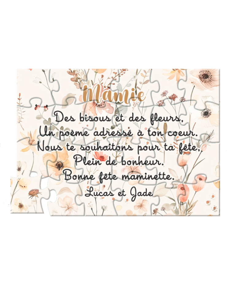 Puzzle cadeau mamie. puzzle maman. puzzle personnalisable