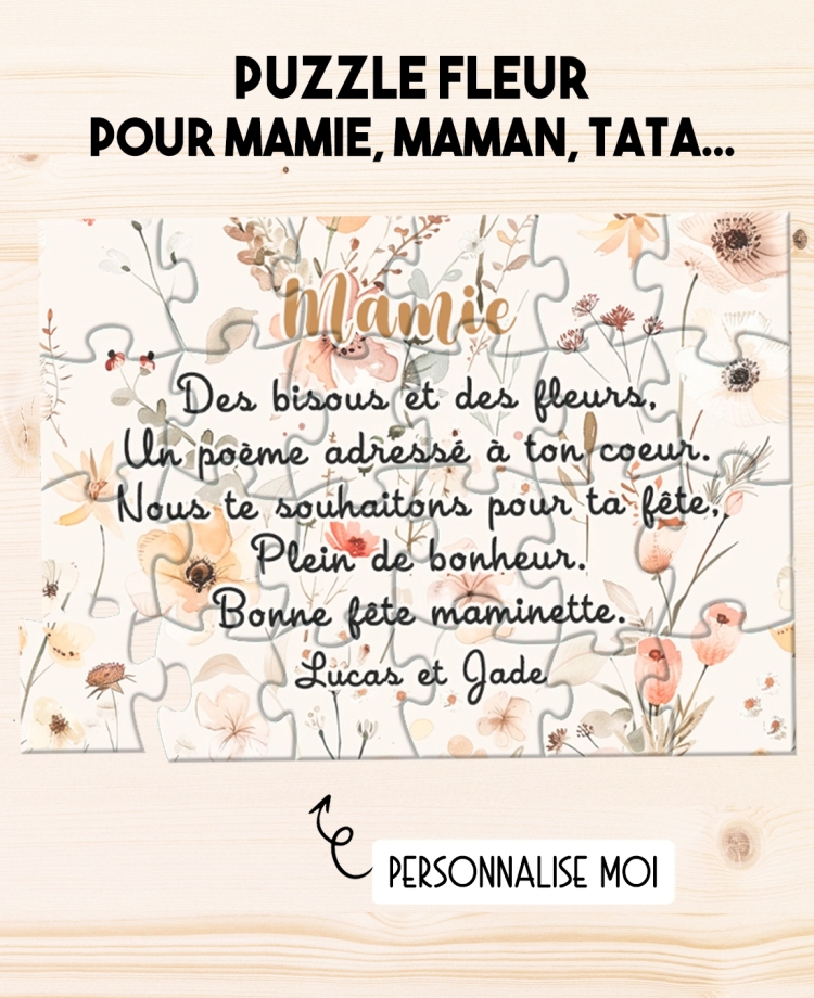 Puzzle cadeau mamie. puzzle maman. puzzle personnalisable. cadeau fete grand mère