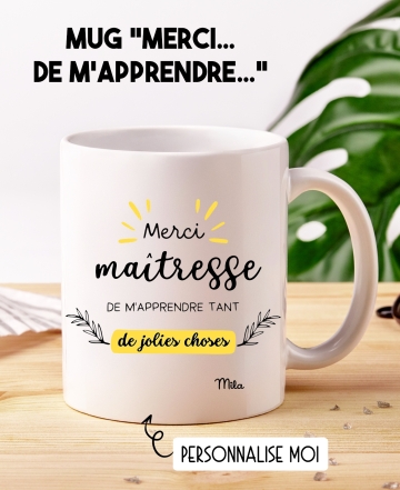 Mug cadeau maitresse. Mug cadeau fin année scolaire. mug nounou. mug original ATSEM.