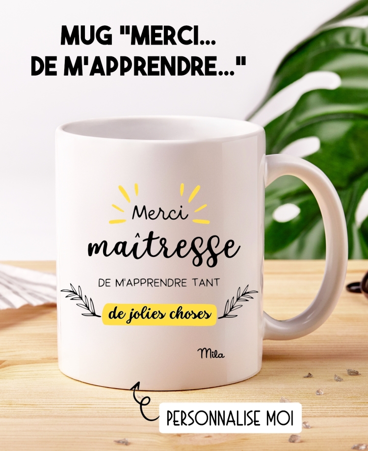 Mug cadeau maitresse. Mug cadeau fin année scolaire. mug nounou. mug original ATSEM.