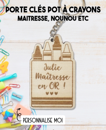 Porte clés maitresse. Porte clés bois cadeau. cadeau bois maitresse. cadeau ATSEM original. Porte clés ATSEM