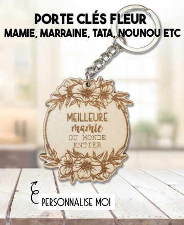 Porte clés bois fleur. cadeau Porte clés. Porte clés personnaliser. Porte clés papy. Porte clés anniversaire. cadeau original