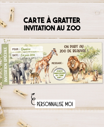 Carte à gratter. carte Zoo. carte gratter Zoo Beauval. invitation Zoo. surprise Zoo. Carte surprise Pairi Daiza.