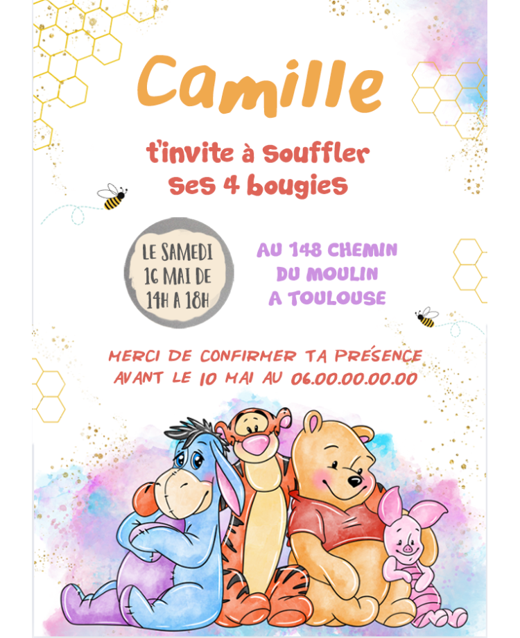 carte invitation. carte fête Winnie l'ourson. carte anniversaire winnie. anniversaire Lego. carte gratter Winnie l'ourson.