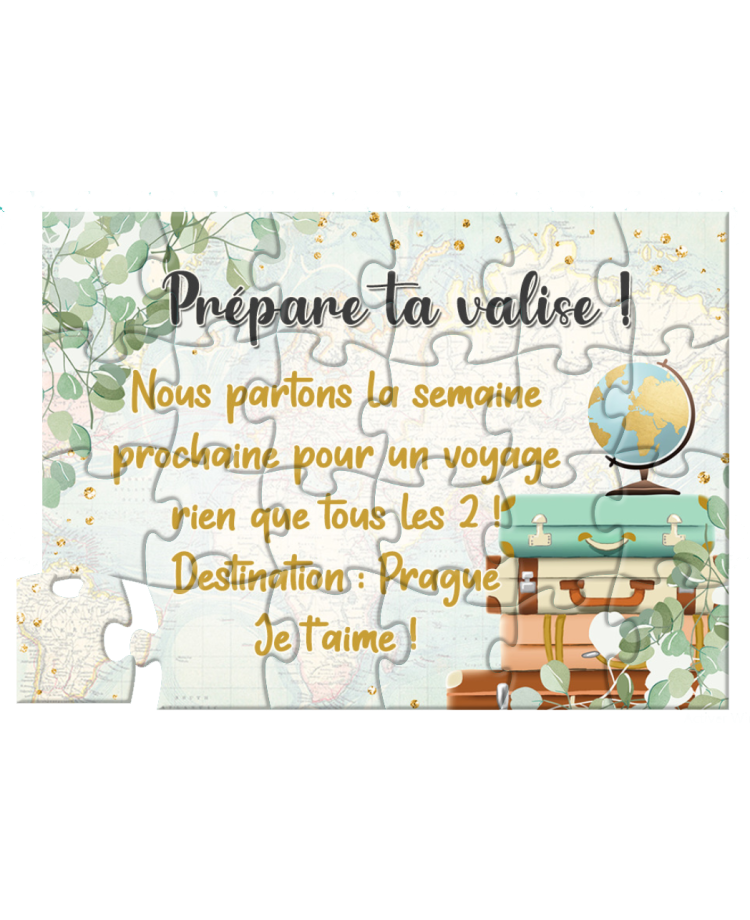 puzzle annonce voyage. puzzle voyage. annonce originale. cadeau original. cadeau anniversaire. cadeau fete voyage