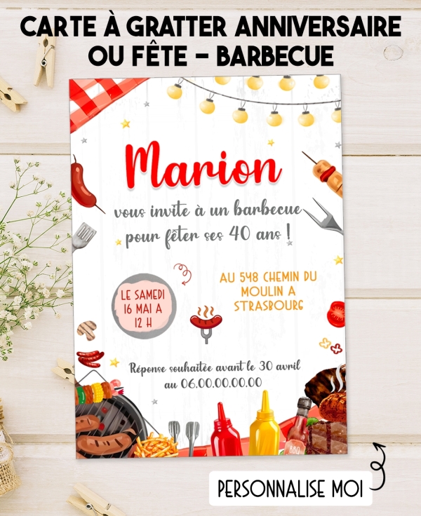 carte invitation. carte fête  barbecue été. carte anniversaire barbecue. anniversaire adulte.