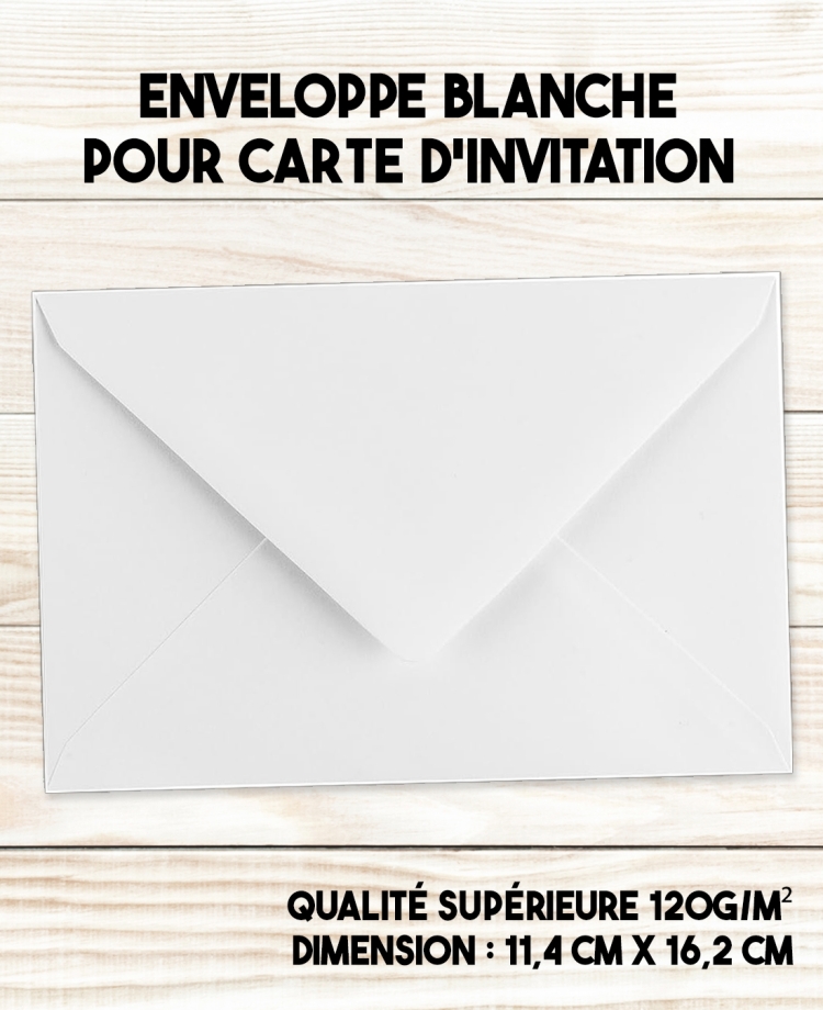 Enveloppe blanche pour carte d'invitation
