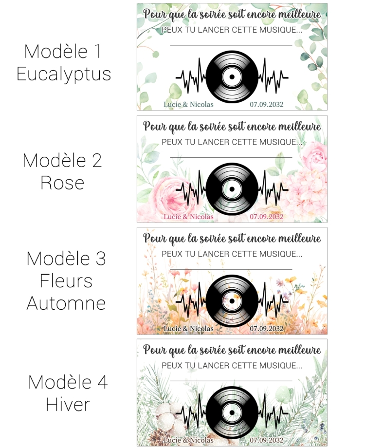 Lot de 10 cartes demande de chanson DJ mariage. carte mariage musique dj. carte demande chanson fete