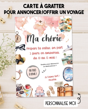 carte voyage. carte voyage surprise. carte gratter voyage. carte valises voyage. carte gratter cadeau vacances. carte vacances