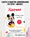 invitation anniversaire, carte à gratter, thème Mickey, fête enfant, invitation originale, anniversaire enfant