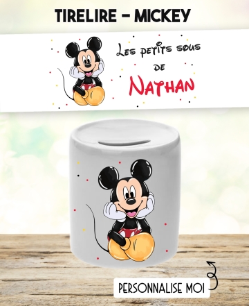 Tirelire personnalisable modèle Mickey. Tirelire enfant disney. cadeau Mickey enfant