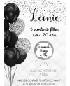invitation anniversaire ballon noir. carte invitation adulte. carte adulte. invitation original. invitation fête 20 ans