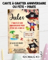 invitation anniversaire. carte invitation gratter. invitation originale. invitation pirate. invitation anniversaire pirate.