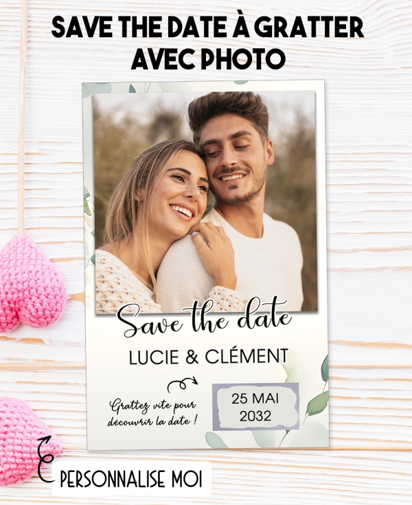 Save the date photo à gratter pour annoncer votre mariage ou pacs. save date mariage. annonce mariage
