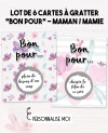cartes à gratter "Bon pour" maman. carte cadeau fête mère. carte gratter bon pour mamie. idée cadeau fête mère
