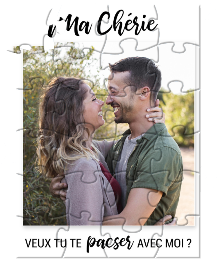 Puzzle avec photo pour demande originale. puzzle demande mariage. puzzle demande pacse. puzzle personnalisé