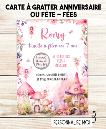 invitation anniversaire fées. carte invitation fille. carte enfant. invitation original. invitation fête fille