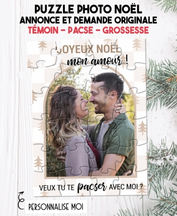 Puzzle avec photo noël pour demande originale. puzzle demande mariage. puzzle demande pacse noël. puzzle personnalisé noël