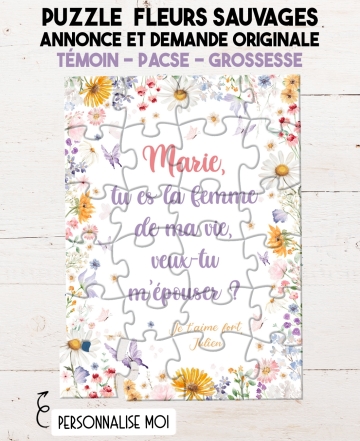 Puzzle fleurs pour demande originale. puzzle demande mariage. puzzle demande pacse. puzzle personnalisé