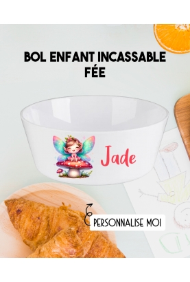 Bol enfant personnalisé en plastique fée. Bol plastique prénom. bol enfant fée personnalisé. gobelet plastique.