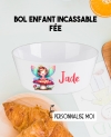 Bol enfant personnalisé en plastique fée. Bol plastique prénom. bol enfant fée personnalisé. gobelet plastique.