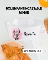 Bol enfant personnalisé en plastique minnie. Bol plastique prénom. bol enfant minnie personnalisé. gobelet plastique.