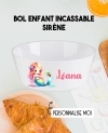 Bol enfant personnalisé en plastique sirène. Bol plastique prénom. bol enfant sirène personnalisé. gobelet plastique.