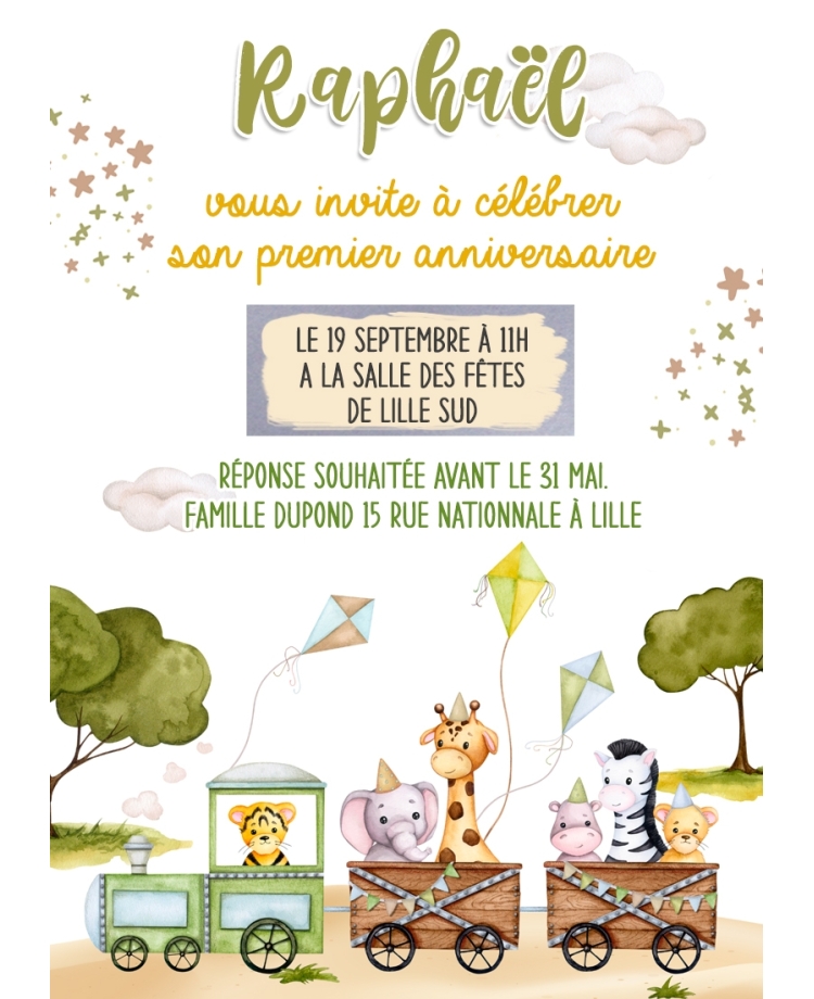 carte invitation. carte baptême. carte anniversaire enfant. carte safari. anniversaire safari. carte invitation gratter.