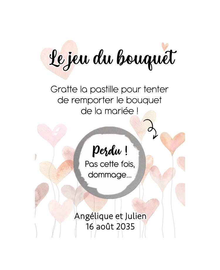 Jeu du bouquet de la mariée - Carte à gratter personnalisable