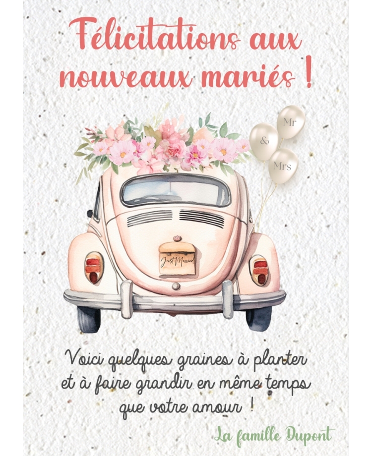 Carte à planter – Félicitations mariage, fleurs sauvages