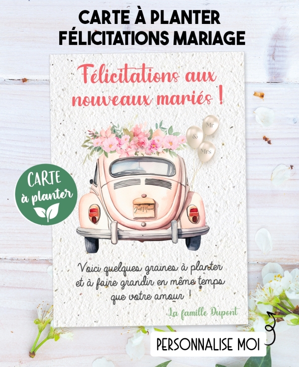 carte planter félicitations mariage. carte planter graine mariage. carte planter félicitations mariés.