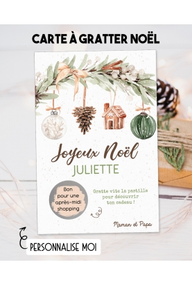 Carte à gratter Joyeux Noël. carte Joyeux Noël. carte cadeau Joyeux Noël. carte surprise noël