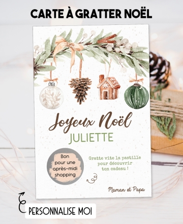 Carte à gratter Joyeux Noël. carte Joyeux Noël. carte cadeau Joyeux Noël. carte surprise noël